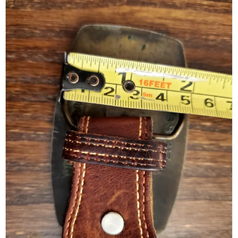 Vintage Leather Overlay Eagle Belt Buckle w/Full‎ Grain Leather Belt 38-40
